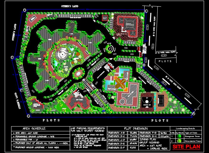 6-Acre Group Housing Project- AutoCAD Drawing